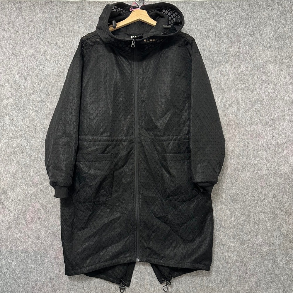 Ivy Park Womens XS Black Mesh Honeycomb Parka Hooded Jacket 29J02JBLK-C-PLN-002